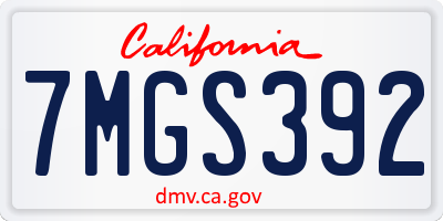 CA license plate 7MGS392