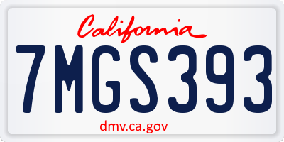 CA license plate 7MGS393
