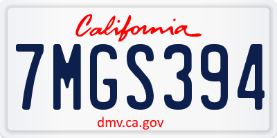 CA license plate 7MGS394