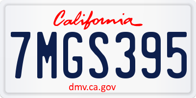 CA license plate 7MGS395