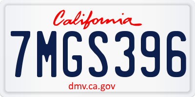 CA license plate 7MGS396