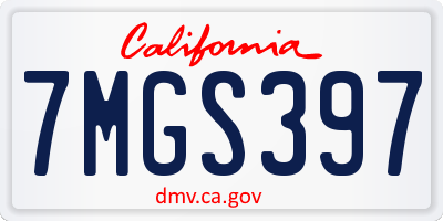 CA license plate 7MGS397
