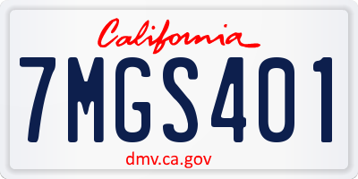 CA license plate 7MGS401