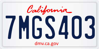 CA license plate 7MGS403