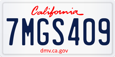 CA license plate 7MGS409