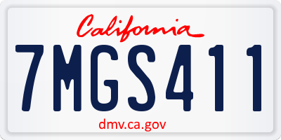 CA license plate 7MGS411