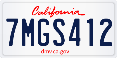 CA license plate 7MGS412