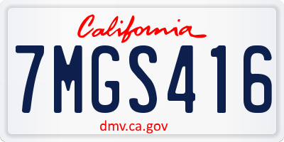 CA license plate 7MGS416