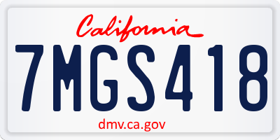 CA license plate 7MGS418