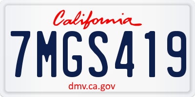 CA license plate 7MGS419