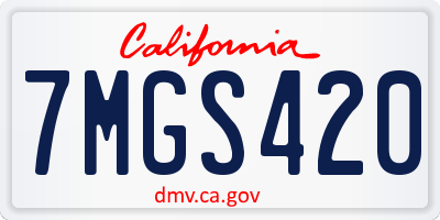CA license plate 7MGS420