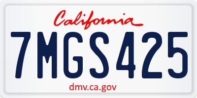 CA license plate 7MGS425