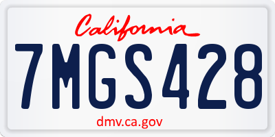 CA license plate 7MGS428