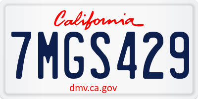 CA license plate 7MGS429