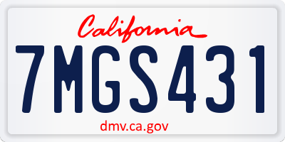 CA license plate 7MGS431