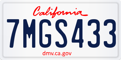 CA license plate 7MGS433