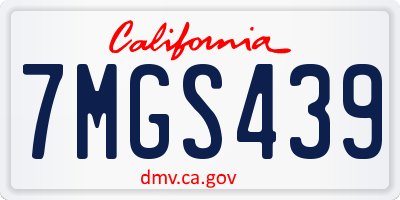 CA license plate 7MGS439