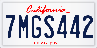 CA license plate 7MGS442