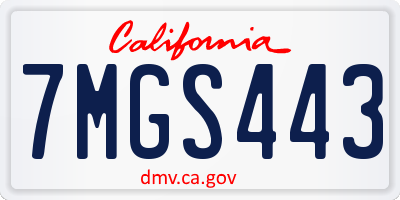 CA license plate 7MGS443