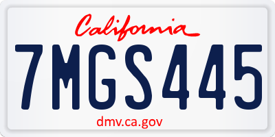 CA license plate 7MGS445