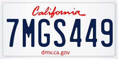CA license plate 7MGS449