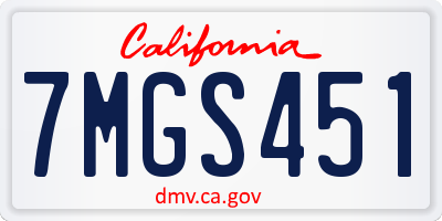 CA license plate 7MGS451