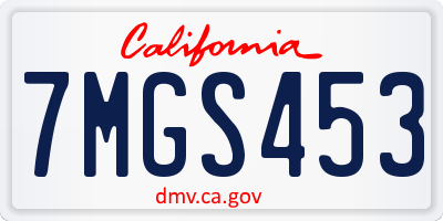 CA license plate 7MGS453