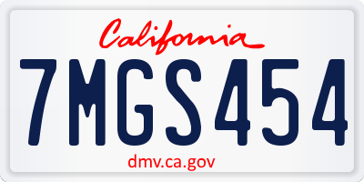 CA license plate 7MGS454
