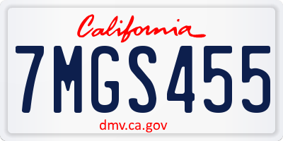 CA license plate 7MGS455