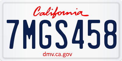 CA license plate 7MGS458