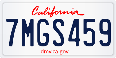 CA license plate 7MGS459