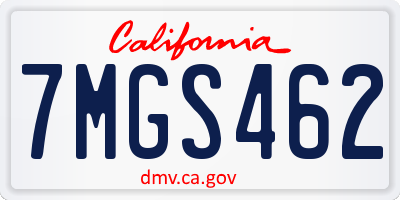 CA license plate 7MGS462