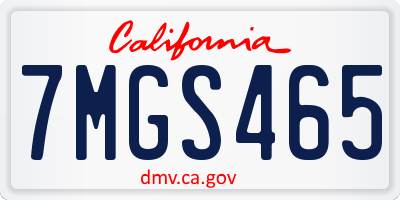 CA license plate 7MGS465