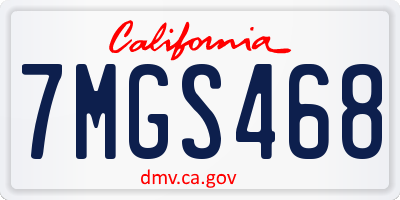 CA license plate 7MGS468