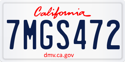 CA license plate 7MGS472