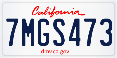 CA license plate 7MGS473