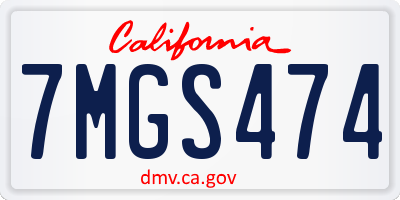 CA license plate 7MGS474