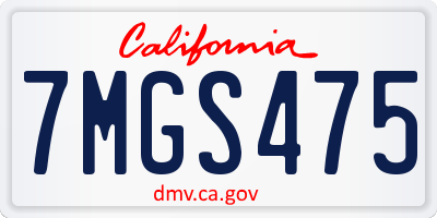 CA license plate 7MGS475