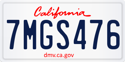 CA license plate 7MGS476