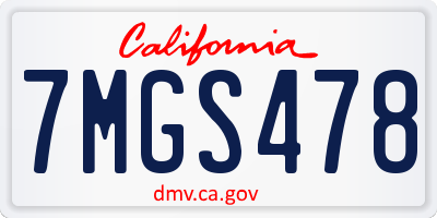CA license plate 7MGS478
