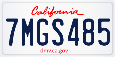 CA license plate 7MGS485