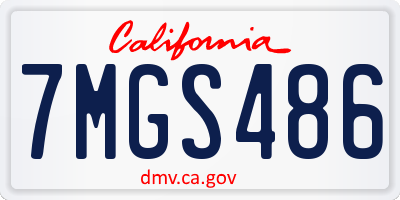 CA license plate 7MGS486