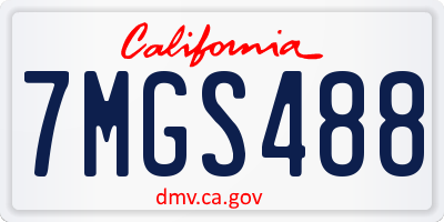 CA license plate 7MGS488