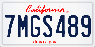 CA license plate 7MGS489