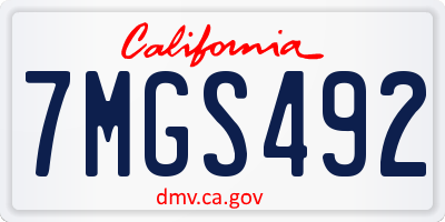 CA license plate 7MGS492