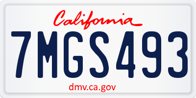 CA license plate 7MGS493