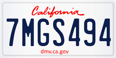 CA license plate 7MGS494