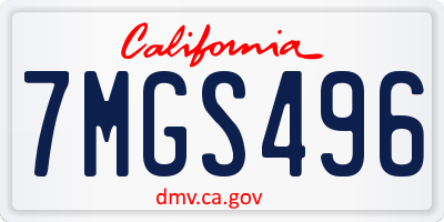 CA license plate 7MGS496