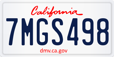 CA license plate 7MGS498