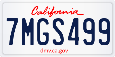CA license plate 7MGS499